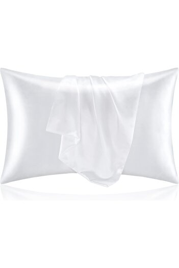 erorex Satin Silk Pillow Cases Queen Size Set Of 2 White Pillow Cases For Curly Hair And Aesthetic Super