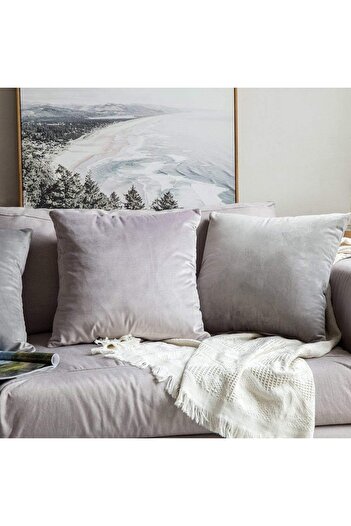 erorex Light Gray Velvet Decorative Solid Filled Cushion 45 * 45 Centimeter Am.Dc8025102570232 Pen