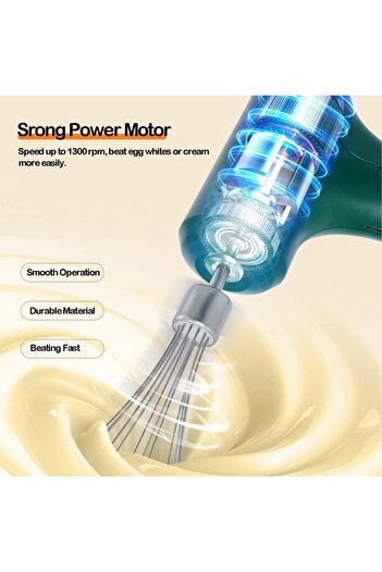 erorex Wireless Electric Hand Whisk, Usb Rechargeable, Portable Egg Beater 2 Detachable Whisks 3 Speed