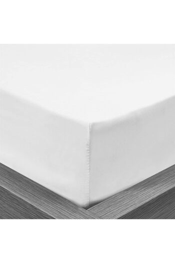 erorex Twin Fitted Sheet 1Pc 100 Percent Cotton 300Tc Sateen Plain Size: 100X200+25Cm White