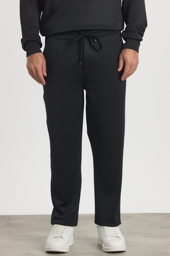 MADZEYMODA Premium Men's Elastic Waist Modal Fabric Black Woven Trousers Ls-22030