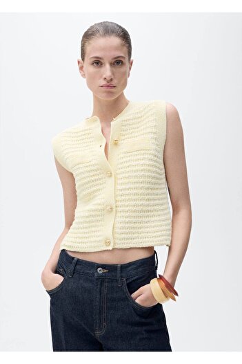 MANGO Woman Jewel buttoned knitwear cardigan