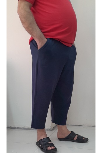 Mertcan Butik Pantaloni pentru bărbați, albastru bleumarin, buzunare tricotate, cu talie elastică