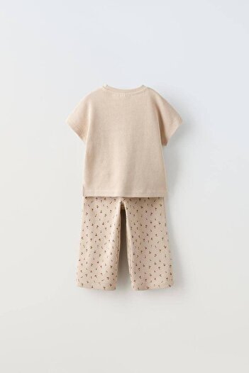 Karan Kids Girl's Waffle Fabric Flared Leg Bottom Top Set