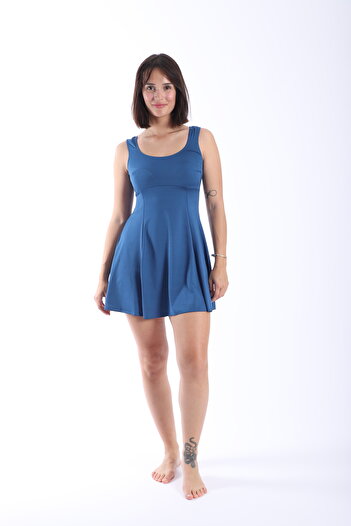 My-o Women's Dress Swimsuit with Shorts -Plain -Lycra 38-52
