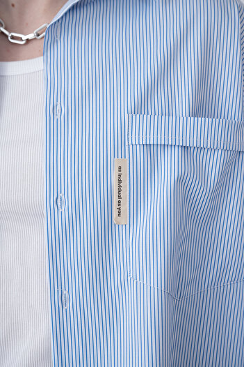 İLKCET MODA Slim Striped Short Sleeve Men's Shirt