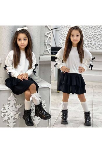 ELOMİA Bow Detailed Sweat Skirt Girl's Combination Suit