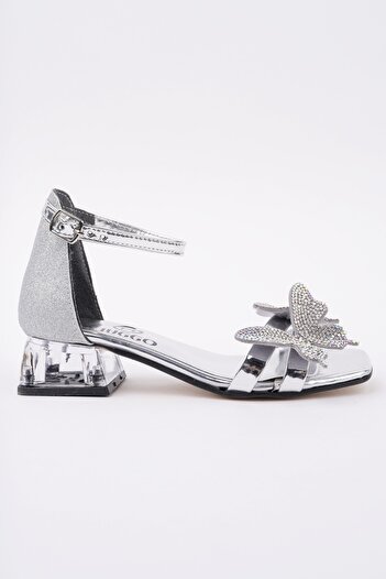 MUGGO Kenzie Butterfly Detailed Ankle Strap Girls' Short Heeled Shoes