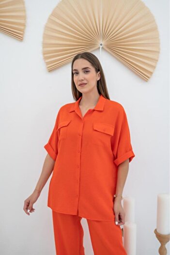 TUA MODA Tua Moda Orange Shirt and Pants Suit