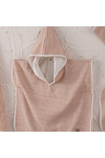 Ecocotton Hasna 4-Piece Baby Poncho Set 100% Organic Cotton Linen Melange Terra 2-5 Years