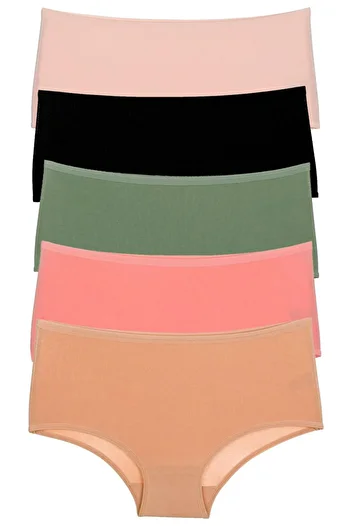 Nicoletta High Waist 5 Pack Women's Panties - Cotton and Lycra Stone