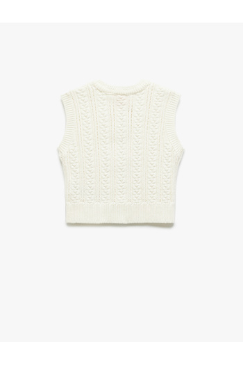 Koton Bow Detailed Crew Neck Openwork Knitwear Sweater