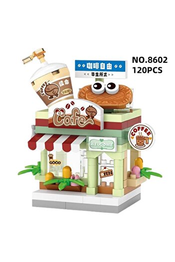 Choice3 NO.8602 NO BOX Street View Restaurant Dessert Coffee Pet Fruit Store Model Building Blocks Food Hous