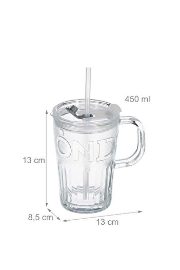Generic كوب قهوة زجاجي مع غطاء ومصاصه كوب اسبريسو شفاف محمول للحليب والعصير مضاد للتسرب للمشروبات