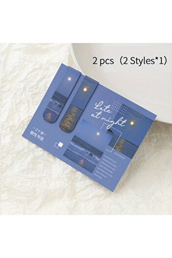 Choice4 B 2pcs/pack Magnetic bookmark beautiful scenery clouds simple literary pattern bookmark Reading too.