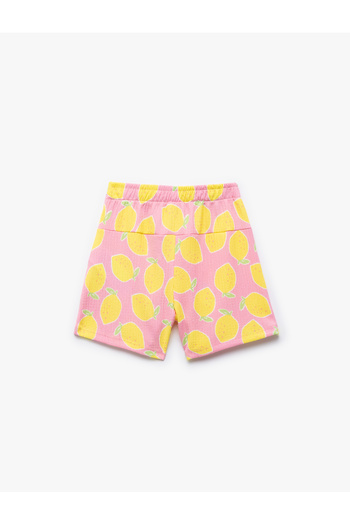 Koton Lemon Printed Pink Baby Girl Shorts 5Smg40036Ak