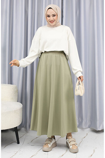 sefamerve Mint Green Fabric Skirt 5578-01