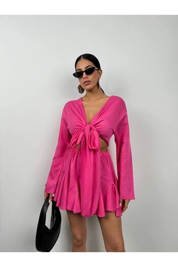 lovebox Nová sezóna elastická v pase fuchsiová barva dámská rozšířená sukně 24s02052