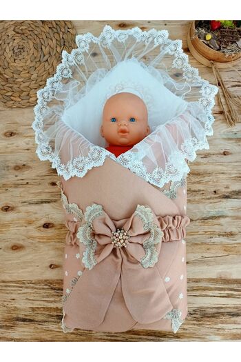 Tomuycuk Lace Special Design Baby Swaddle Outer Swaddle Blanket Hospital Exit Gift Mevlütluk