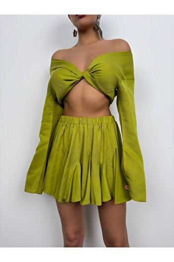 vuvutasarım New Season Elastic Waist High Waist Women's Kilos Mini Skirt 24S02052