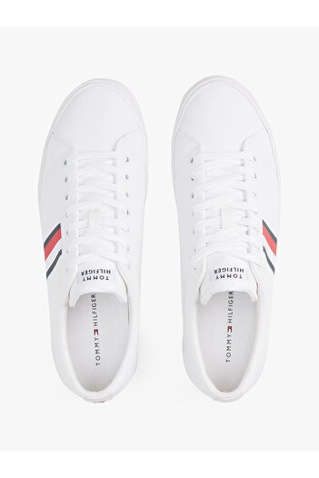 Tommy Hilfiger Erkek Kalın Tabanlı Marka Logolu Bağcıklı Beyaz Sneaker FM0FM05393-YBS