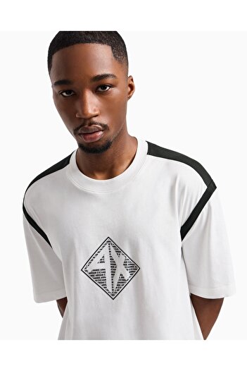 Armani Exchange Ανδρικό μπλουζάκι με κανονική εφαρμογή 100% βαμβακερό στρογγυλό λαιμό AX με λογότυπο λευκό μπλουζάκι