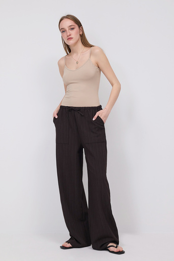 Addax Front Lace Wide Leg Trousers Pn10143-U1