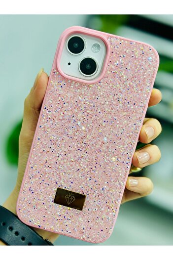 Go Aksesuar iPhone 14 Plus and 15 Plus Compatible Diamond Design Rhinestone Sparkling Shiny Diamond Silicone Case