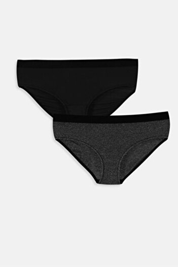 DEEP SECRET Chiloți gri argintiu-negru 2 piese Ds 200078 ku2