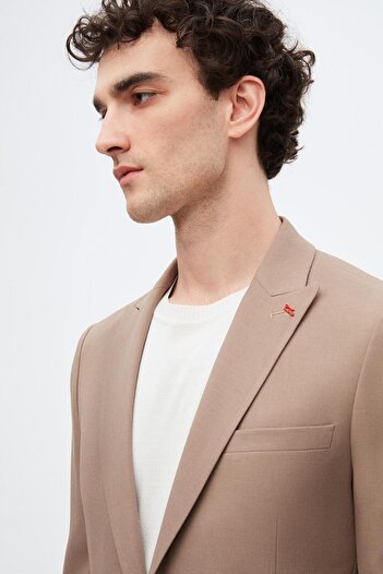 Twn Slim Fit Vizon Armürlü Uçan Blazer Kumaş Ceket