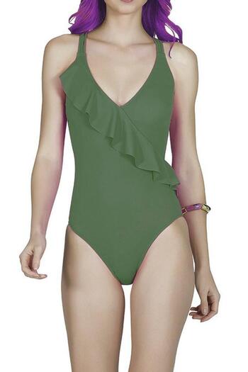 DEEP BEACH Women's Flounce Swimsuit Large size range