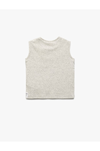Koton Crew Neck Sleeveless Label Printed Ribbed Basic Undershirt