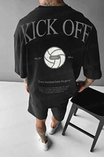 Millionaire Men's Black Kick Off Oversize Fit Loose Wide Fit Loose Cut T-Shirt