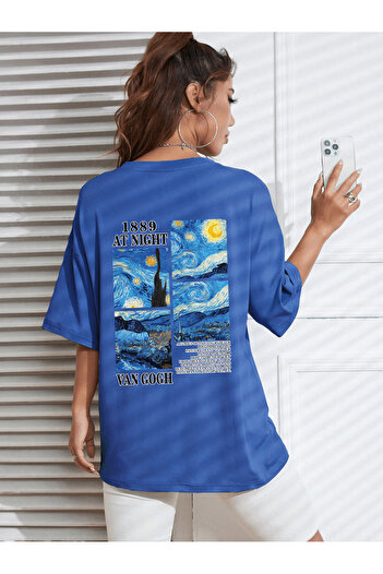 uyguntarz Unisex Van Gogh Printed Oversize T-shirt