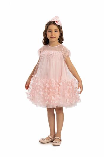 Pamina Girl's Butterfly Tulle Dress 3-7 Years Pink