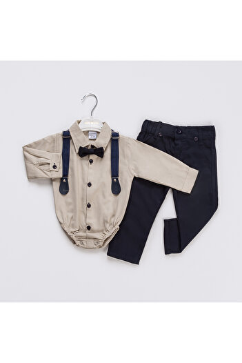TİJK Baby Boy Slopet Bow Tie Bottom Snap Fastener Double Set