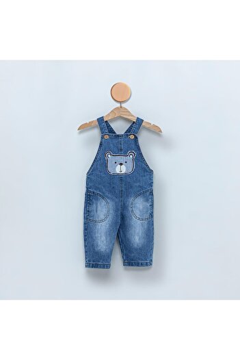 Magu Erkek Bebek Ayıcıklı Kot Salopet Takımı – 3'lü Set, Pamuklu ve Rahat