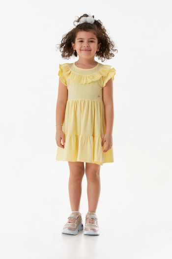 Fulla Moda Girl's Dress with Laced Collar
