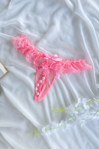 G&H UNDERWEAR - Salmon Color Pearl String- Thong