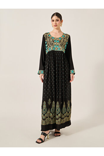 Maxim Creation By Styli Embroidered Round Neck A-Line Jalabyia