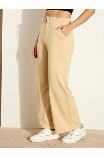Sassafras By Styli Mid Rise Wide Leg Terry Track Pants