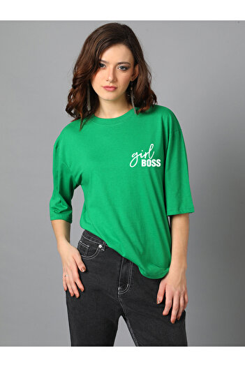 Kotty By Styli Typography Print Dropped Shoulders Oversized T-Shirt