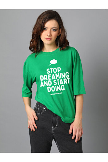 Kotty By Styli Slogan Print Short Sleeve Oversized T-Shirt