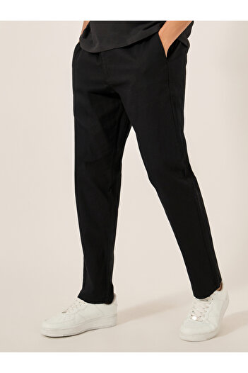 Styli Cotton Slub Textured Relaxed Fit Trousers