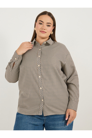 Styli Plus Size Checked Oversized Shirt