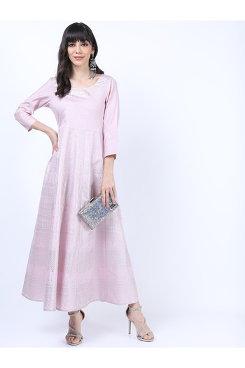 Vishudh By Styli Vishudh Pink Ethnic Maxi Dress