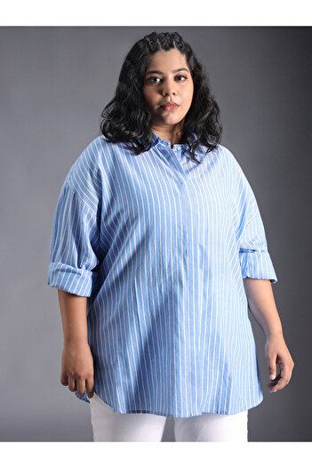 High Star By Styli Plus Size Classic Striped Oversized Casual Shirt