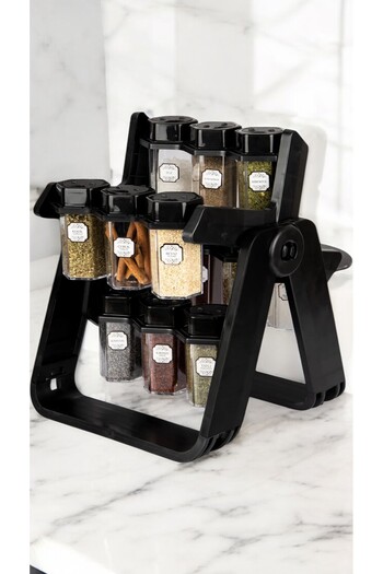 Buclee 12-Piece Rotary Spice Set - 360 °   Spice Rack with Rotating Stand-Spice Jars and Rotating Stand Set