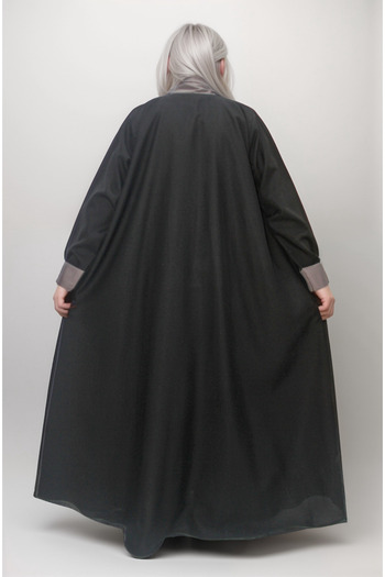 Generic Three-piece black linen abaya