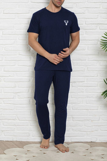 Trendyol Collection Σετ Πιτζάμες Πλεκτές Πιτζάμες Navy Blue Regular Fit TMNSS25PT00040